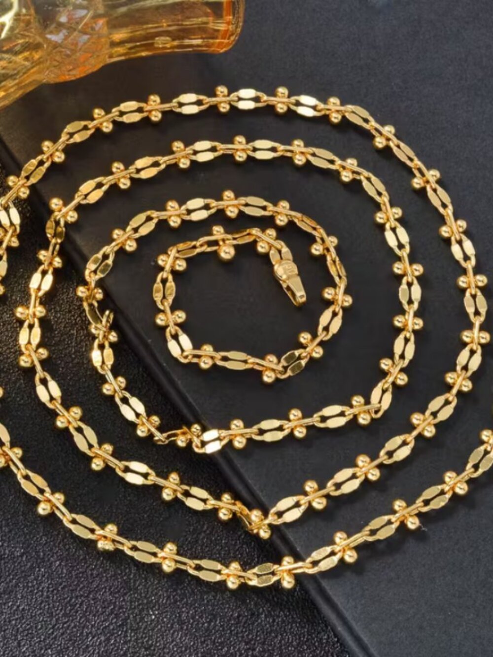 18K Gold 18" Mens Chain Link Style Necklace Guys New 18 K Silver 18 inch Jewelry